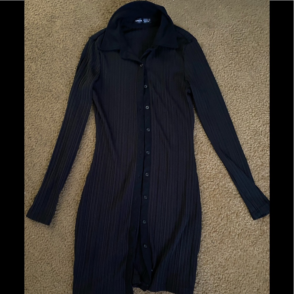 Black button up dress